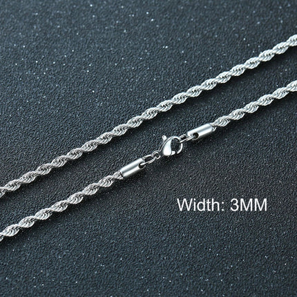 3-11MM Classic Cuban Chain Necklace for Men Women,Silver Black Gold Grey Color Stainless Steel Chains,Basic Punk Jewelry Gift PlatiNum