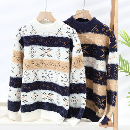 High Quality Sweater New Fashion Trend Printed Thickened Warm Knitted Sweater Autumn/winter Men's Casual Loose Sports top