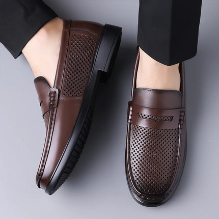 Mocassini in Pelle da Uomo Estate 2026, Scarpe Casual Slip-on Traspiranti, Comode per Camminare e per l'Ufficio