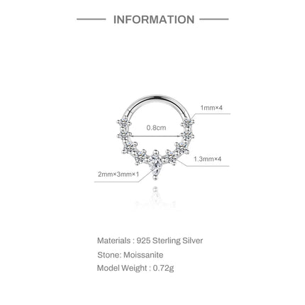 CANNER 1PC 6/7/8/9mm Moissanite 925 Sterling Silver Hoop Earrings Women Round Circle Piercing Earings Personalized Fine Jewelry PlatiNum