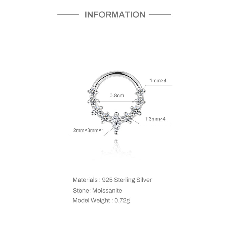 CANNER 1PC 6/7/8/9mm Moissanite 925 Sterling Silver Hoop Earrings Women Round Circle Piercing Earings Personalized Fine Jewelry PlatiNum