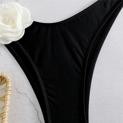 Costume da Bagno Sexy con Fiori e Fascia, Bikini a Perizoma 2025, Costumi da Bagno Donna con Lacci, Set Bikini Brasiliano, Biquini Mujer platinumshop