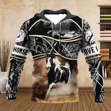 Horse Animal 3D Print Hoodies Men Women Fashion Streetwear Hooded Sweatshirts Oversized Hoodie Tracksuit Pullovers Man Clothing