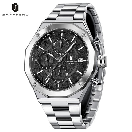SAPHERO Orologio Cronografo Uomo al Quarzo 5ATM Impermeabile Acciaio Inox con Data, Regalo Perfetto per Padre, Marito, Fidanzato per Natale, Compleanno, San Valentino platinumshop