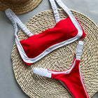 Splicing Micro Perizoma Bikini Donna Costumi da bagno a fascia Costume da bagno femminile Bikini a due pezzi Costume da bagno con taglio alto Swim Lady platinumshop