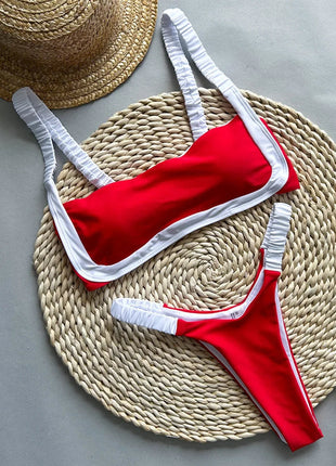 Splicing Micro Perizoma Bikini Donna Costumi da bagno a fascia Costume da bagno femminile Bikini a due pezzi Costume da bagno con taglio alto Swim Lady platinumshop
