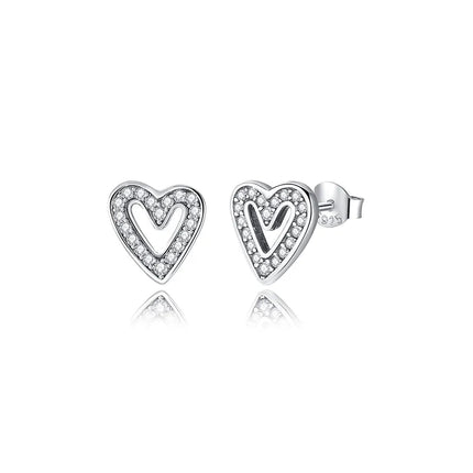 Orecchini Originali in Argento Sterling 925, Modello 2026, a Perno e a Cerchio con Cristalli, per Donna, in Oro Rosa, con Corona, Cuore, Infinito, Ape, Gioielli platinumshop