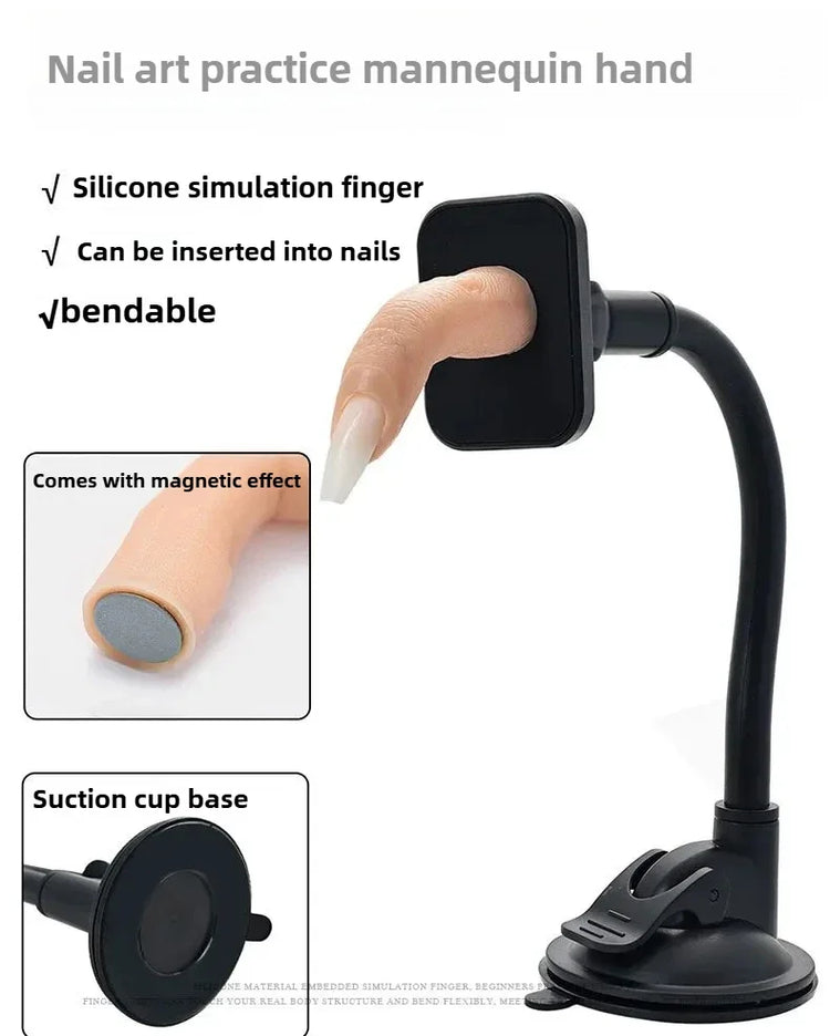 Bendable Nail Simulation Practice Finger Silicone Soft Nails Art Training Fake Finger for Acrylic DIY Display Manicure Tool 2028