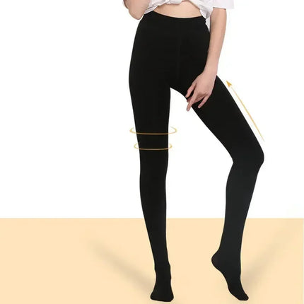 Women Thermal Stockings Winter Warm Elastic Slim Fleece Tights Pantyhose Thicken Plush High Waist Leggings Stocking Pants PlatiNum