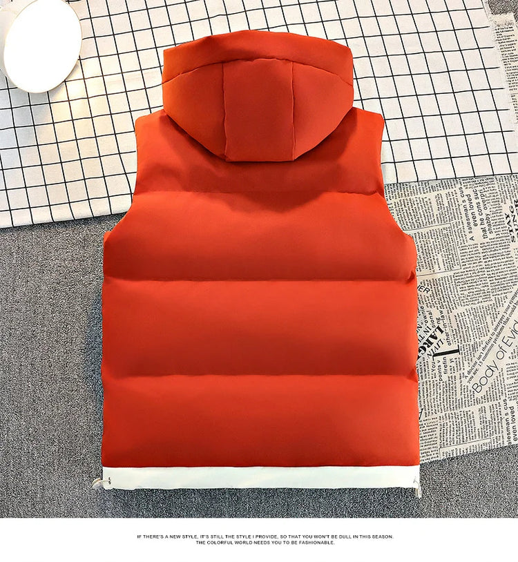 New Hooded Casual Men Waistcoat Comfortable Warm Zipper Male Sleeveless Jackets Solid Color Windproof Clothing for Men Spring