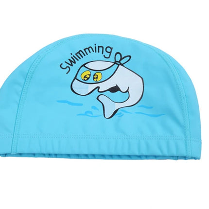 Cuffia da nuoto per bambini Tessuto PU impermeabile Simpatico cartone animato Animale Delfino Proteggi le orecchie Capelli lunghi Ragazzi Ragazze Cuffia da piscina Cappello