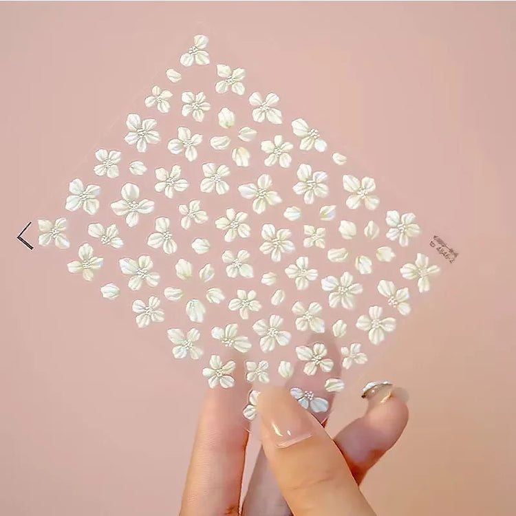 New Hipster Pure White Flowers Rose Spring Lily Camellia Daisy Jelly Cherry Blossom Nail Art Stickers Manicure Decals ZJT11