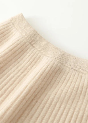 Korean Skirt 100% Merino Wool Women's Knitted Mini Skirt Autumn and Winter Women's Fashion Solid Color Small Umbrella Skirt PlatiNum