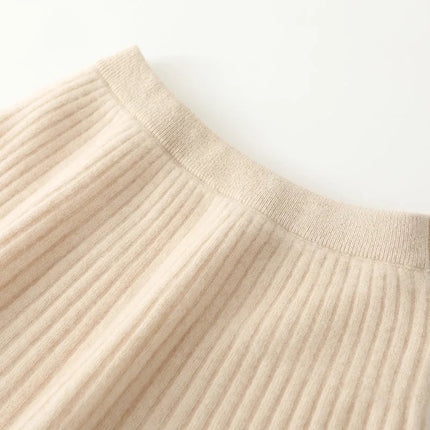 Korean Skirt 100% Merino Wool Women's Knitted Mini Skirt Autumn and Winter Women's Fashion Solid Color Small Umbrella Skirt PlatiNum