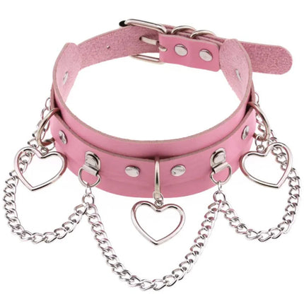 1Pc Harajuku Cuore Sexy Rivetti Cuoio DELL'UNITÀ di elaborazione Nero Goth Punk Girocollo Per Y2K Ragazze FAI DA TE Goth Star Pentagramma Collane Grosse Gioielli PlatiNum
