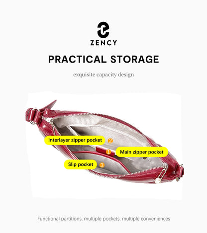 Zency Borsa da donna in vera pelle premium Borsa hobo di lusso Borsa a tracolla moda di grande capacità per moglie amante ragazza regalo Sac