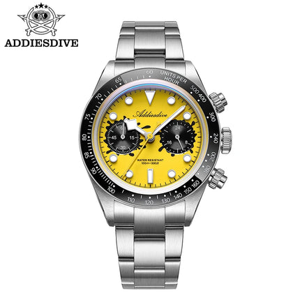 ADDIESDIVE VK64 Watches Men New Quartz Wristwatch Luxury Ceramic Bezel Chronograph BGW9 Luminous Diving 100m Waterproof AD2520