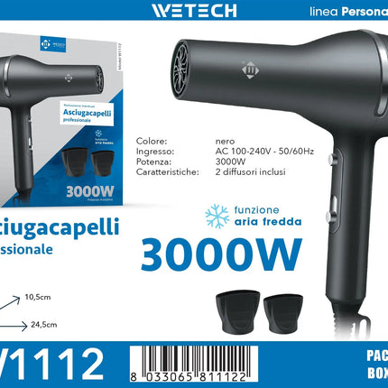 Professional 3000W Hair Dryer AC100-240V Constant Temperature Cold Air Blow Dryer With 2 Concentrator Nozzles Salon Home Hair Styling Tool