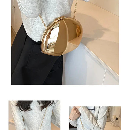 Designer Acrylic Shell Shape Clutch Bag Gold Silver Women Evening Party Bag Cute Shiny Metal Shoulder Crossbody Bags Small Purse PlatiNum