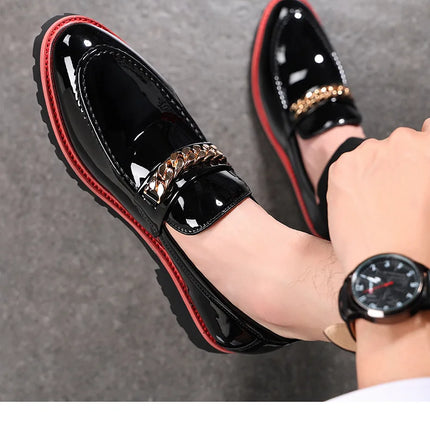 Scarpe da Uomo Trendy, Mocassini di Design con Catena Metallica, Scarpe Eleganti da Lavoro, Nuove Scarpe Casual in Pelle Slip-on, Scarpe da Cerimonia