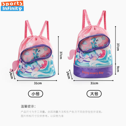 Kids' Swim Bag with Dry and Wet Separation Waterproof Swimming Bags Cute Cartoon Children's Beach Backpack Sports Bag
