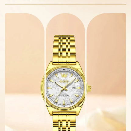 OLEVS 3703 Orologio da donna Orologio al quarzo con calendario di lusso Orologio da polso da donna impermeabile con specchio ad alta durezza 30M platinumshop