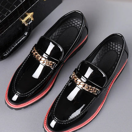 Scarpe da Uomo Trendy, Mocassini di Design con Catena Metallica, Scarpe Eleganti da Lavoro, Nuove Scarpe Casual in Pelle Slip-on, Scarpe da Cerimonia