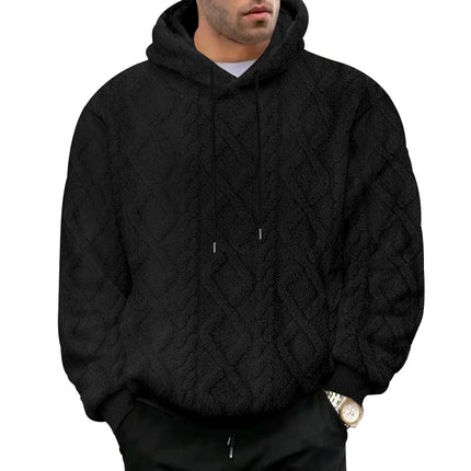 Autumn and Winter Leisure Men's High Street Jacquard Double-Sided Velvet Hooded Sports Trend Pullover Sweater Jacket