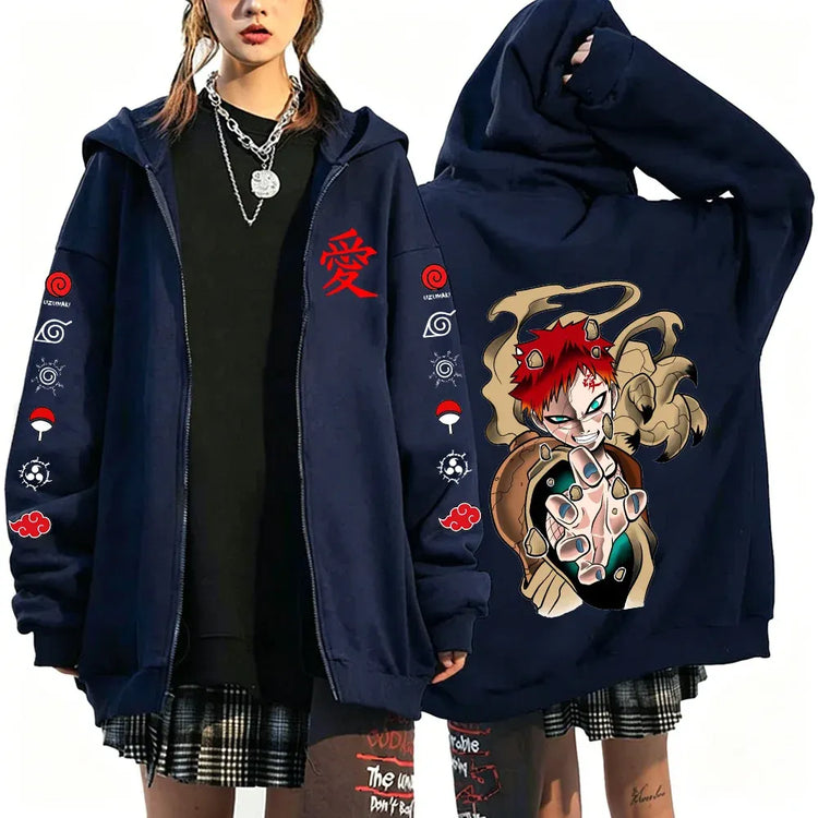 Gaara Naruto anime 2026 new spring and autumn fashion Harajuku men's trend Y2K casual sportswear women's couple style Coat