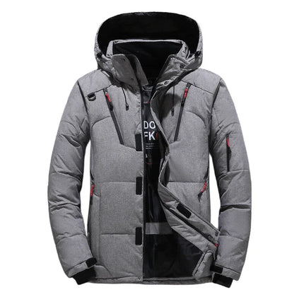 Winter White Duck Down Jacket Men Travel Hiking Thicken Warm Hooded Puffer Jackets Windproof Overcoat Down Coat Male Clothing
