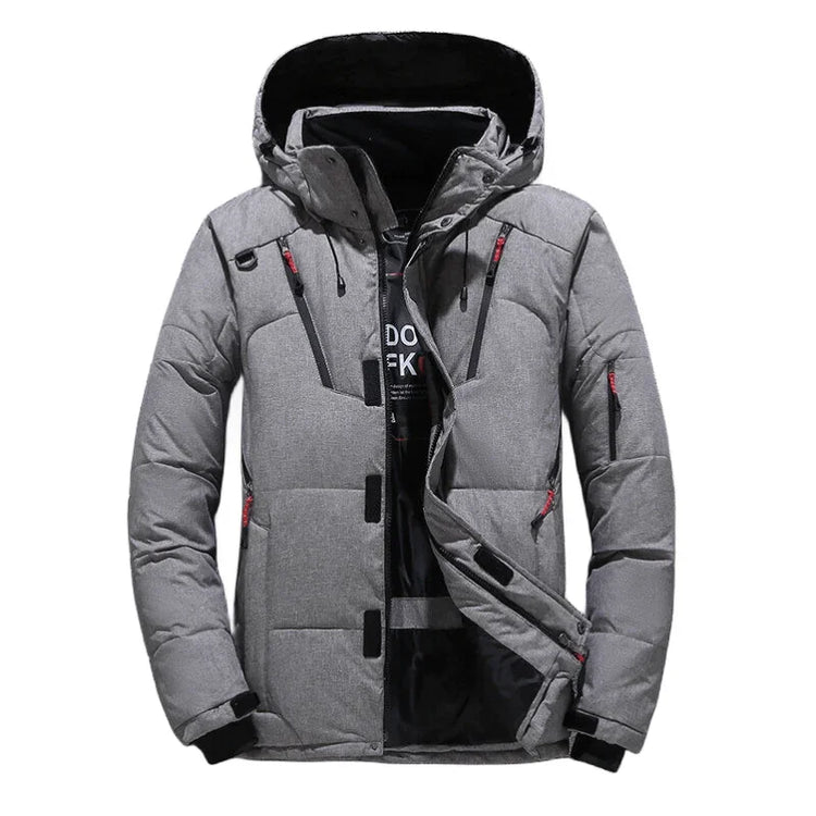 Winter White Duck Down Jacket Men Travel Hiking Thicken Warm Hooded Puffer Jackets Windproof Overcoat Down Coat Male Clothing