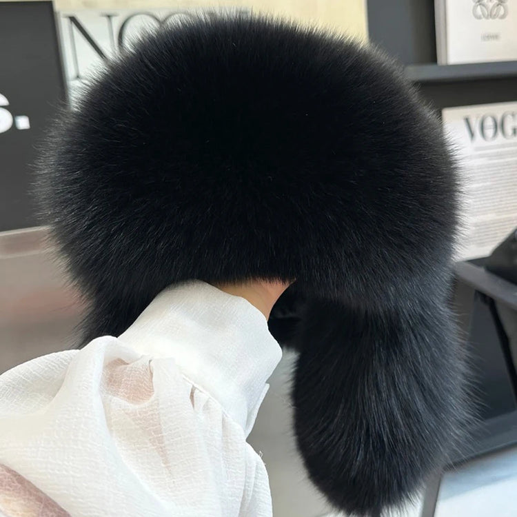2026 100% Real Fox Fur Hats Women's Russian Ushanka Aviator Trapper Snow Skiing Hat Caps Earflap Winter Raccoon Fur Outerwear Ha
