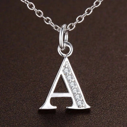 26 Letters 925 Sterling Silver Necklace Pendant Zircon For Women Exquisite Student Girlfriend Jewelry Accessories Wedding Gift PlatiNum