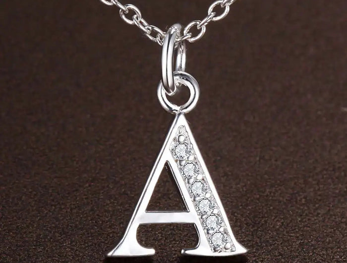 26 Letters 925 Sterling Silver Necklace Pendant Zircon For Women Exquisite Student Girlfriend Jewelry Accessories Wedding Gift PlatiNum