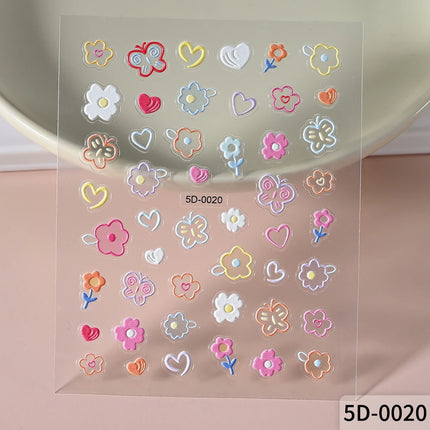 1Pcs 5D Graffiti Kitten Puppy Nail Art Sticker Lovely Lines Animal Cat Embossed Nail Slider Self-Adhesive Cat/Dog Manicure Decal