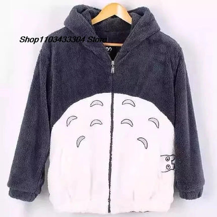DTR Totoro cosplay sweater Kawaii Hoodie Sweatshirt My Neighbor Coat Fleece Overcoat With Ears Harajuku Cute Jackets ChristmaDTR