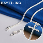 Original 925 Sterling Silver 16-30 Inches Fine Cross Zircon Necklace For Women Men Fashion Wedding Gift Jewelry Accessories PlatiNum