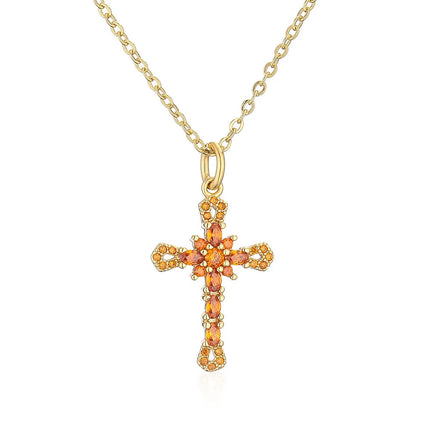 Fashion Female Cross Pendants Dropshipping Gold Color AAA CZ Stone Cross Pendant Necklace Jewelry For Men/Women Wholesale PlatiNum