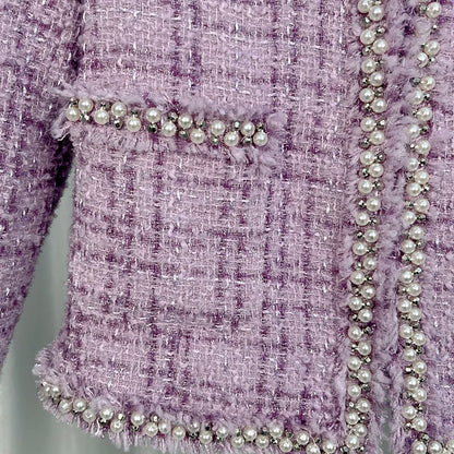 2025 new fashion round neck noble heavy industry beading celebrity light luxury temperament high-end design tweed jacket