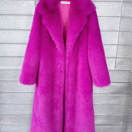 ZADORIN 130cm Super Long Fluffy Faux Fur Coat Woman Jacket Winter Lapel Thicken White Faux Fur Coats Jacket for Women Outerwears