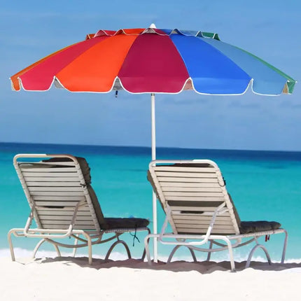 Ombrellone da Spiaggia 2,45m con 8 Stecche in Fibra di Vetro Regolabili, Resistente al Vento, Portatile, con Borsa per il Trasporto, per Spiaggia, Patio e Giardino