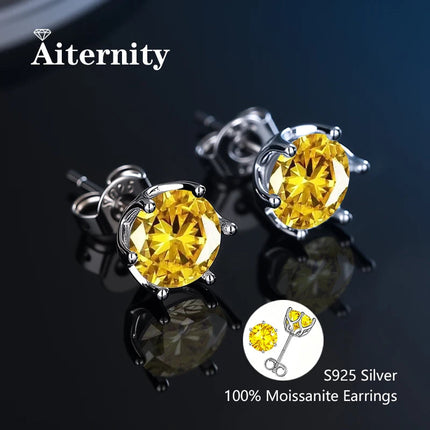 100% Real Sterling Silver S925 Moissanite Earrings Stud  With 2 Certificate D VVS1 Pass Diamond Test Pen For Women Men Jewelry PlatiNum