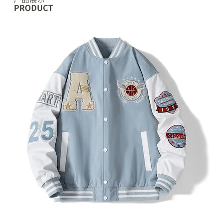 Varsity Baseball Bomber Jacket Men Hip Hop Harajuku Bone Letter Patchwork Leather Jackets Streetwear Women Unisex College Coats