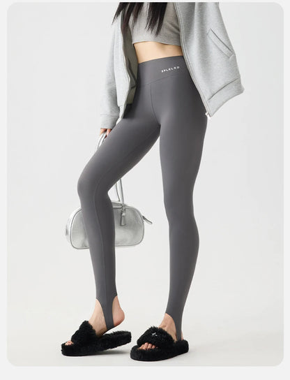 BIVIGAOS Autumn Winter Thick Foot Pants Sharkskin Leggings Women's Rabbit Fleece Warm Leggings High Waist Elastic Non Trace Yoga