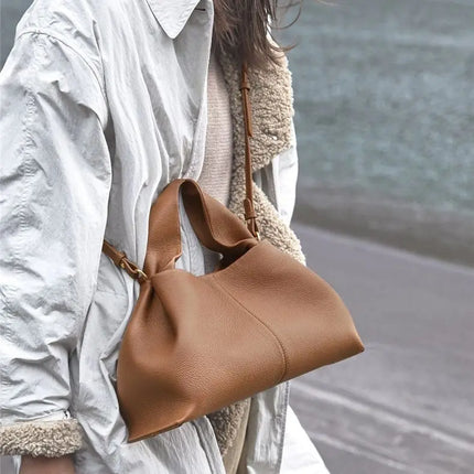 Grande borsa tote da donna in pelle morbida, con manici integrati, borsa capiente per shopping e lavoro