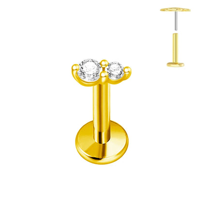 ASTM F136 G23 Orecchino a forma di cuore in titanio 16G 18G 20G Piercing senza filettatura Farfalla Push in Lip Stud Daith Labret Conch platinumshop