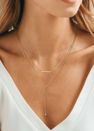 Lariat Gold Necklace for Women Teen Girls Mom, Dainty Long Necklace 14k Gold Plated STAINLESS STEEL Y-Shaped Pendant Necklaces PlatiNum