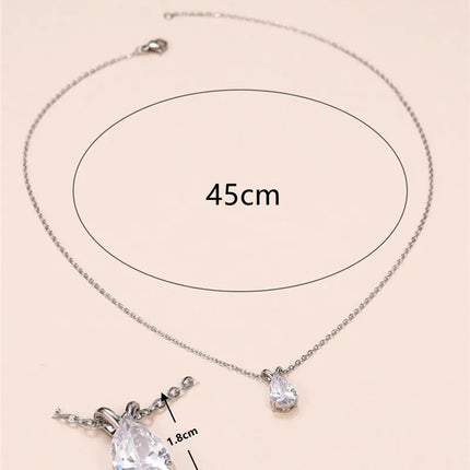 Huitan Luxury Pear Cubic Zirconia Pendant Necklace for Bridal Wedding Engagement Party High-quality Silver Color Fashion Jewelry PlatiNum