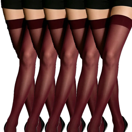 1/3/5 paia di calze da donna bordeaux trasparenti, calze altalaccio elasticizzate ed eleganti
