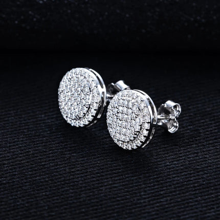 MossanRappr 0.9cttw Moissanite Bling Orecchini rotondi in argento sterling 925 Moda Gioielli Hip Hop Regali per donne e uomini platinumshop